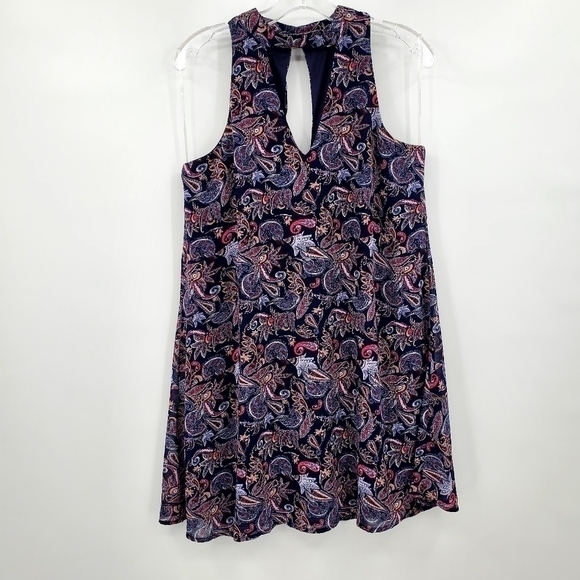 Miami Chocker / Keyhole Neckline Paisley Printed Casual Mini Dress - Picture 1 of 9